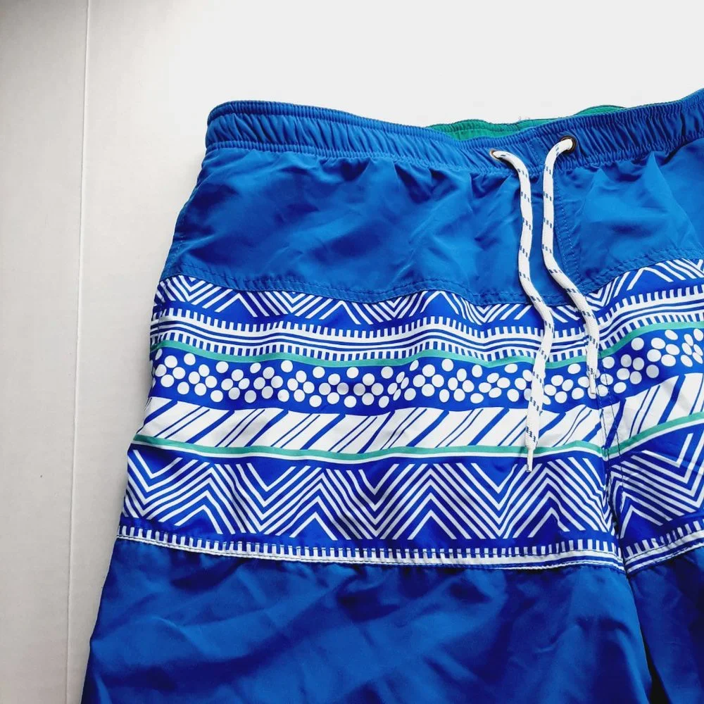 Islandia Mens Swim Trunks Shorts Size XL Blue Green White Print Mesh Lined